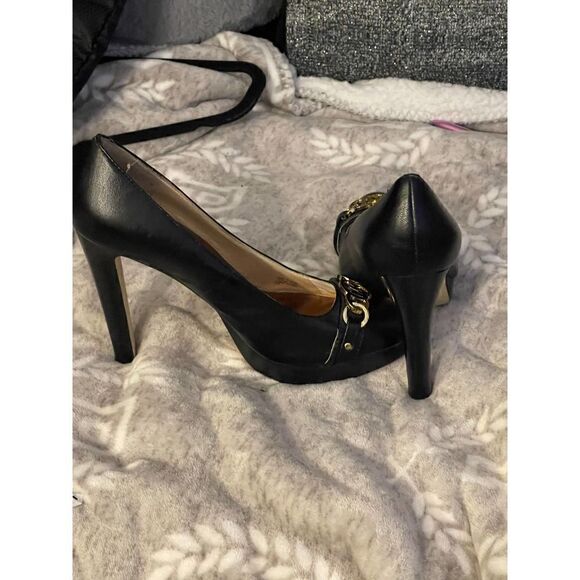 Michael Kors HAMILTON Pump Classic Black Suede Heels Stilettos Platform. - Picture 6 of 9